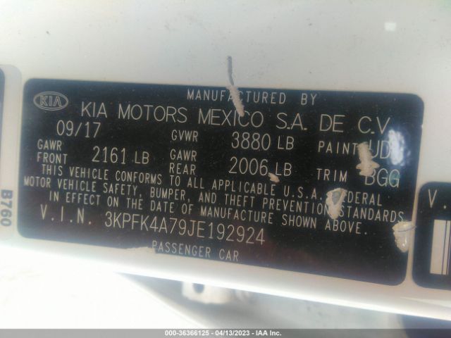 3KPFK4A79JE192924 KIA FORTE LX