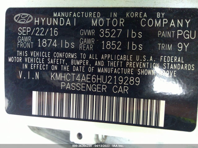 Hyundai ACCENT SE 2017 KMHCT4AE6HU219289 Image 10