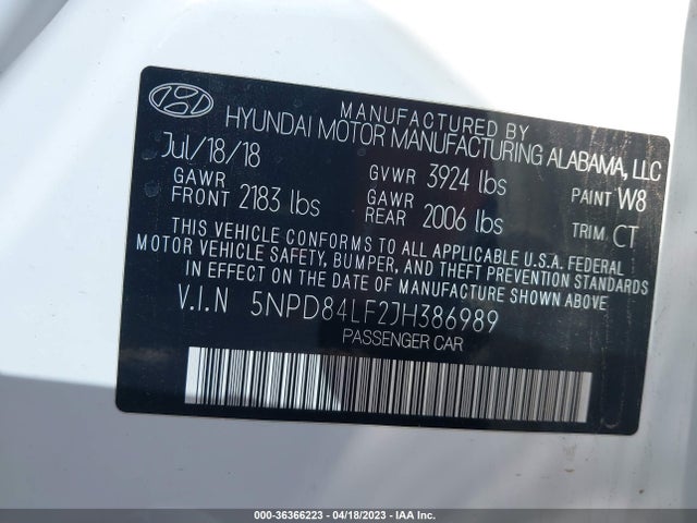 Hyundai Elantra Value Edition 2018 5NPD84LF2JH386989 Image 11