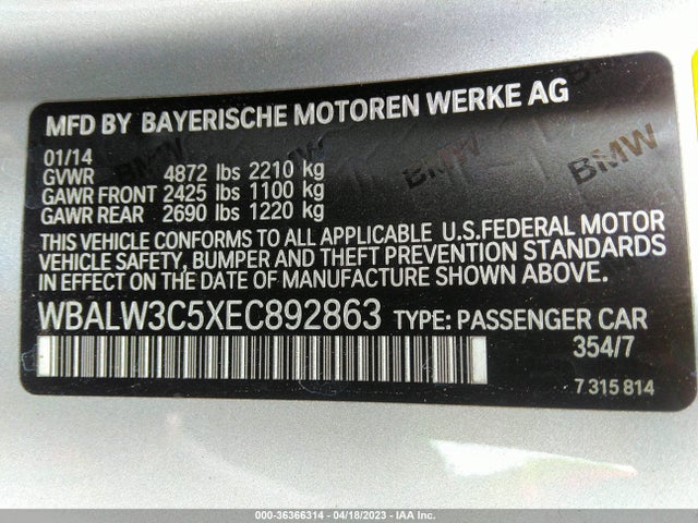 BMW 6 Series 640i 2014 WBALW3C5XEC892863 Image 9