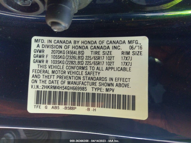 Honda CR-V EX 2016 2HKRM4H54GH669985 Image 10