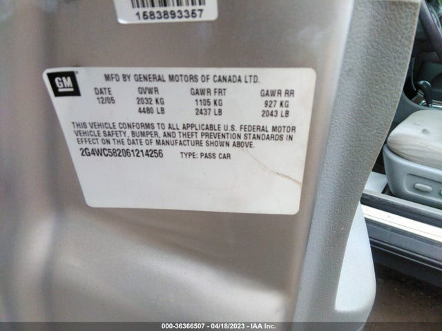 2006 BUICK LACROSSE CX VIN: 2G4WC582061214256