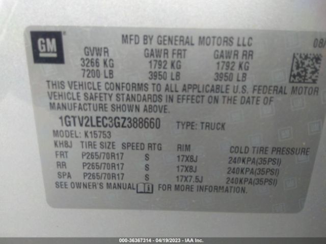 1GTV2LEC3GZ388660 GMC SIERRA 1500