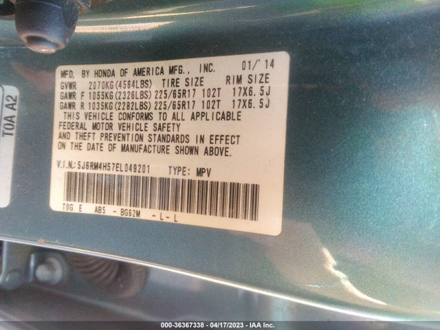 Honda CR-V EX 2014 5J6RM4H57EL049201 Image 9