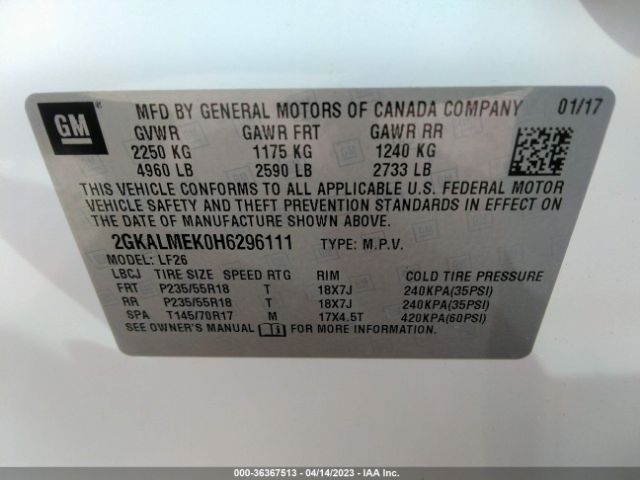 2GKALMEK0H6296111 GMC Terrain Sle