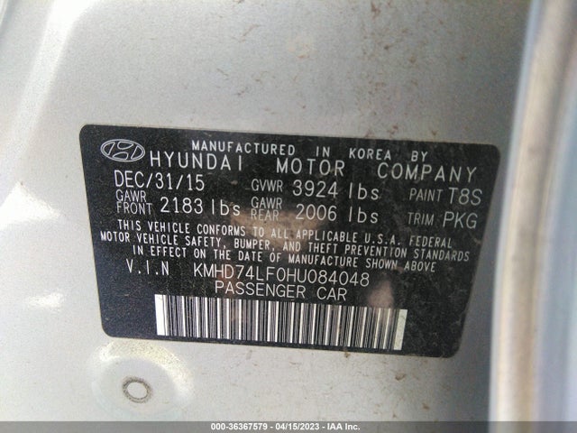 Hyundai ELANTRA SE 2017 KMHD74LF0HU084048 Image 11