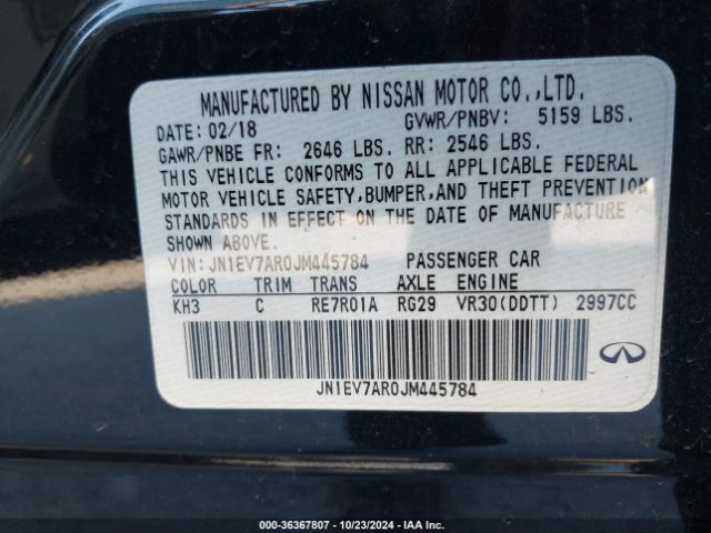 JN1EV7AR0JM445784 Infiniti Q50 3.0t Luxe