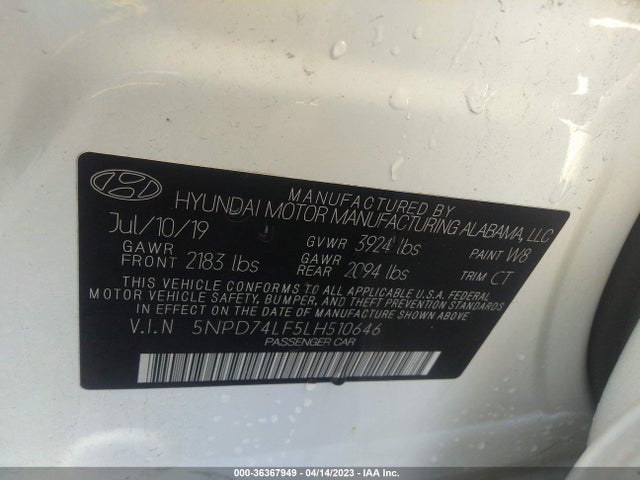 2020 HYUNDAI ELANTRA SE VIN: 5NPD74LF5LH510646