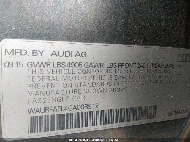 WAUBFAFL4GA008912 Audi A4 PREMIUM