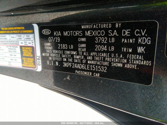 3KPF24AD6LE151532 KIA Forte Lxs