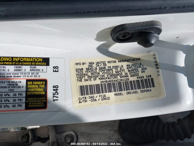 2010 TOYOTA COROLLA VIN: 1NXBU4EE4AZ184129