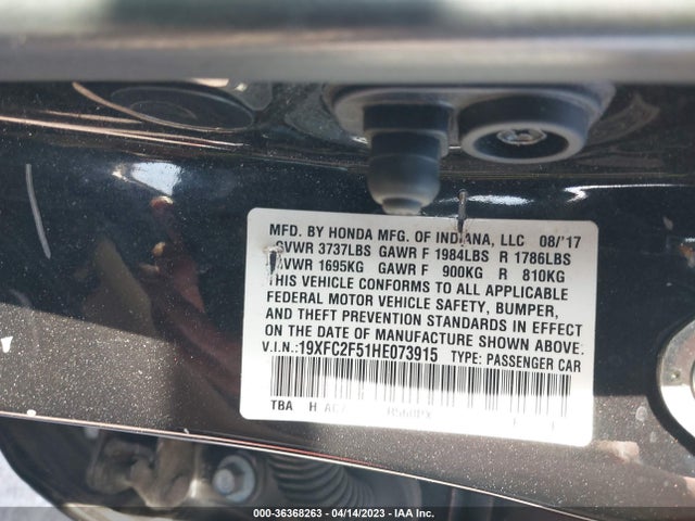 Honda Civic Sedan Lx 2017 19XFC2F51HE073915 Image 9