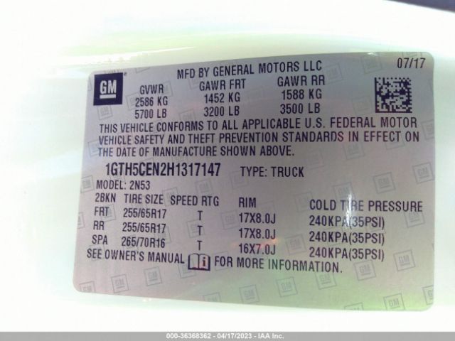 1GTH5CEN2H1317147 GMC Canyon 2wd Sle