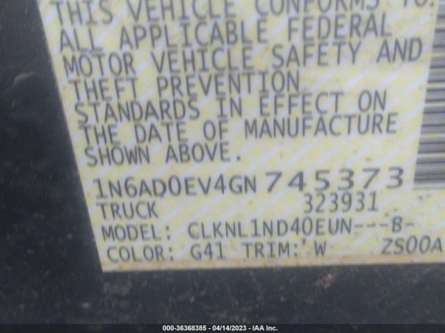 1N6AD0EV4GN745373 Nissan FRONTIER S