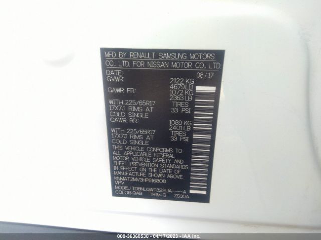 KNMAT2MV3HP616808 Nissan ROGUE SV