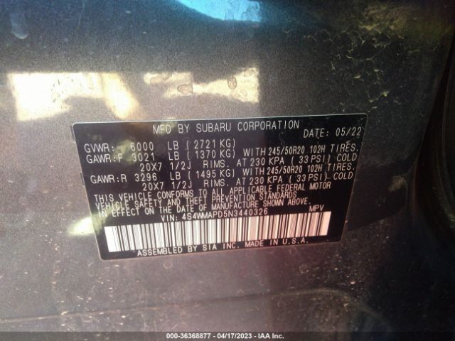 4S4WMAPD5N3440326 Subaru Ascent Limited