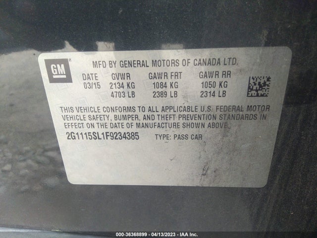 2015 Chevrolet Impala, VIN: 2G1115SL1F9234385