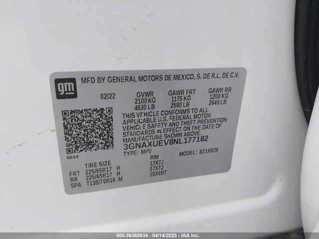 Chevrolet EQUINOX LT 2022 3GNAXUEV8NL177182 Image 9