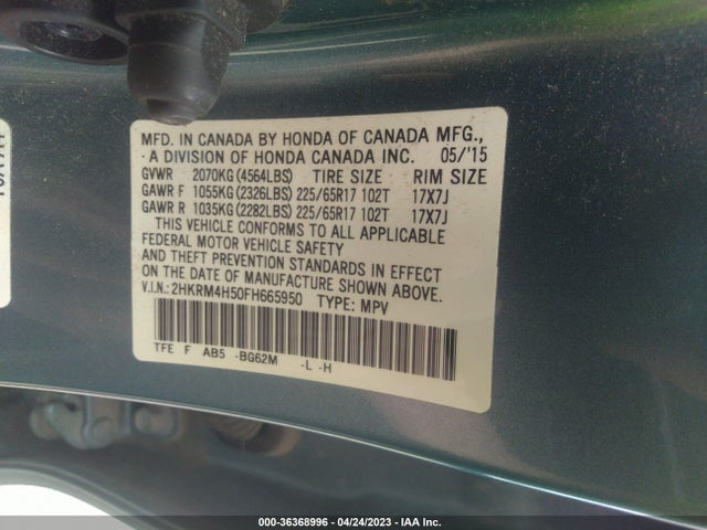 Honda CR-V EX 2015 2HKRM4H50FH665950 Image 9