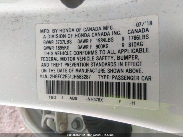 Honda Civic Sedan Lx 2018 2HGFC2F51JH583287 Image 9