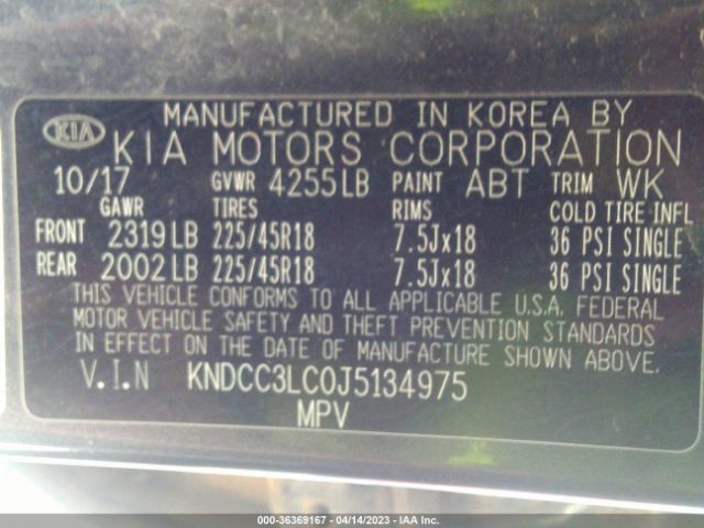 KNDCC3LC0J5134975 KIA NIRO EX