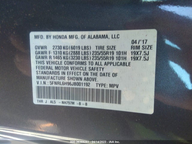 Honda Odyssey Elite 2018 5FNRL6H96JB001192 Image 10