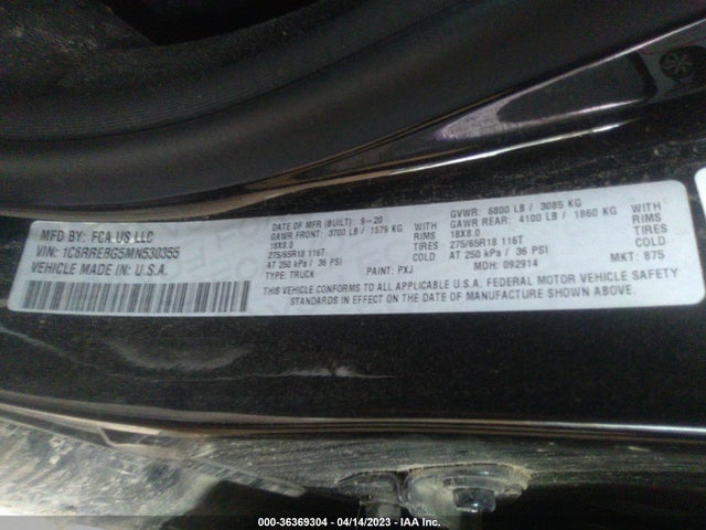 1C6RREBG5MN530355 RAM 1500 Big Horn