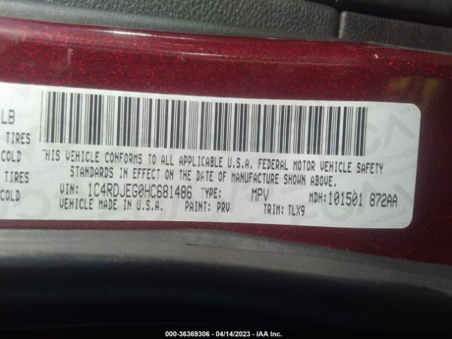 1C4RDJEG0HC681486 Dodge Durango Citadel
