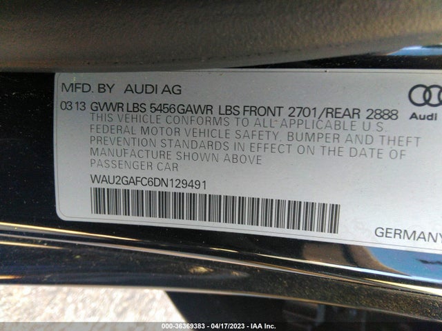 2013 AUDI A7 3.0 PRESTIGE VIN: WAU2GAFC6DN129491