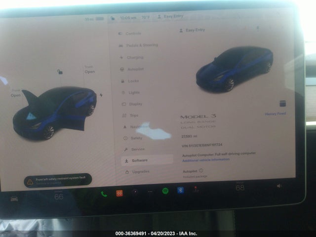 2022 TESLA MODEL 3 LONG RANGE VIN: 5YJ3E1EB8NF191724