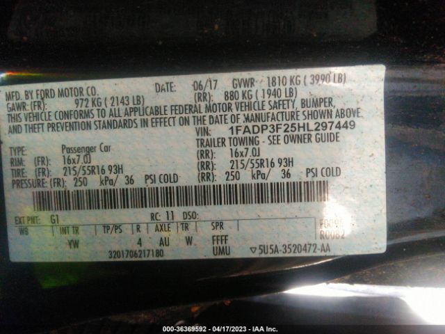 1FADP3F25HL297449 Ford FOCUS SE