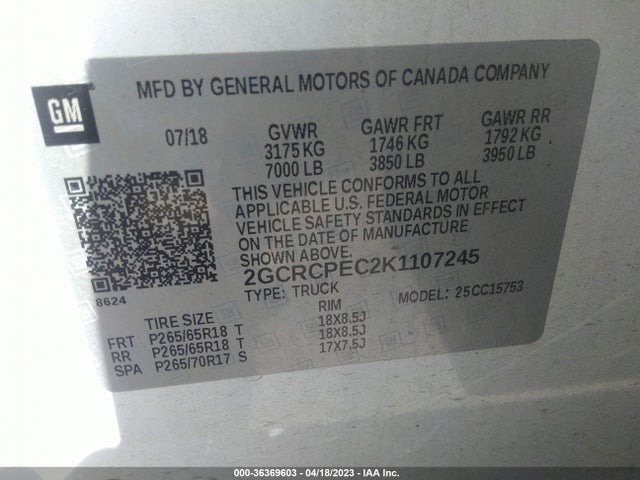 Chevrolet Silverado 1500 Ld Lt 2019 2GCRCPEC2K1107245 Image 10