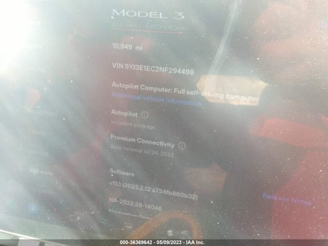 Tesla Model 3 Performance 2022 5YJ3E1EC2NF294498 Image 8