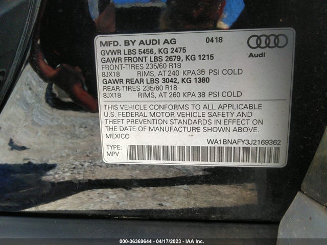 WA1BNAFY3J2169362 Audi Q5 Premium Plus