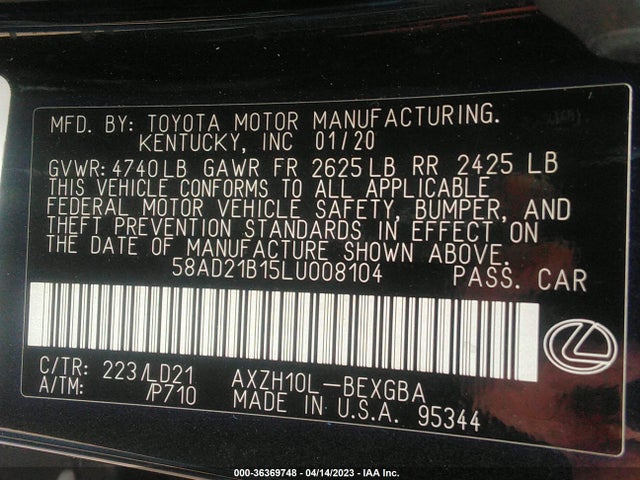 58AD21B15LU008104 Lexus Es Es 300h