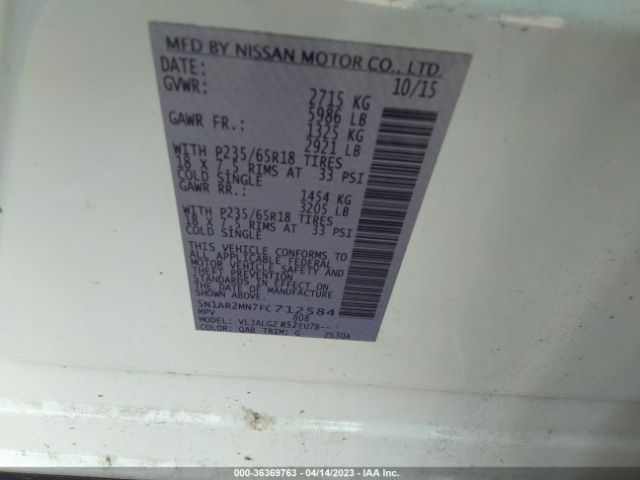 5N1AR2MN7FC712584 Nissan Pathfinder Sl