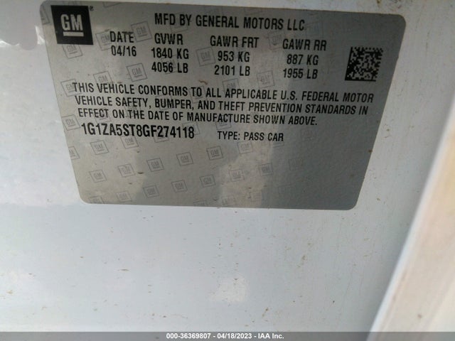 Chevrolet Malibu L 2016 1G1ZA5ST8GF274118 Image 10