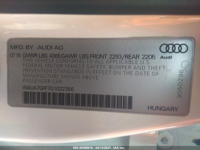 WAUA7GFF7G1022356 Audi A3 1.8t Premium