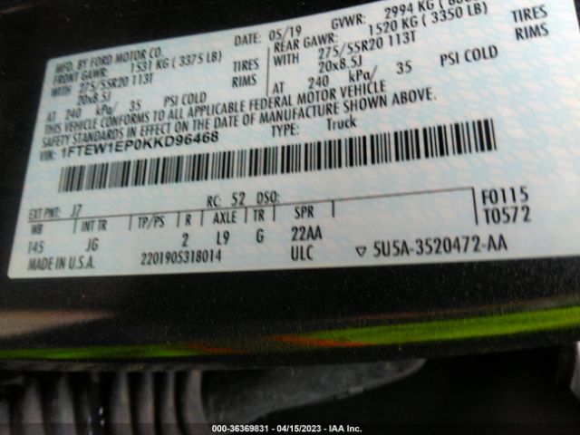 1FTEW1EP0KKD96468 Ford F-150 Xl/xlt/lariat