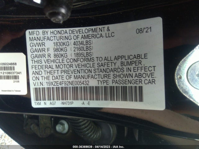 Honda Insight Touring 2022 19XZE4F92NE005432 Image 9