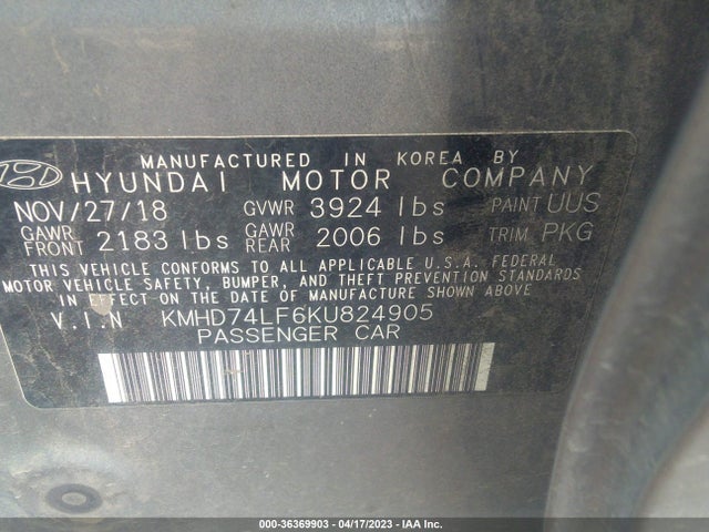 Hyundai ELANTRA SE 2019 KMHD74LF6KU824905 Image 9