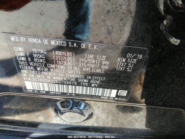 Honda HR-V LX 2019 3CZRU5H32KG708878 Image 9