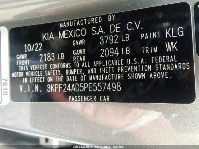3KPF24AD5PE557498 KIA Forte Lxs