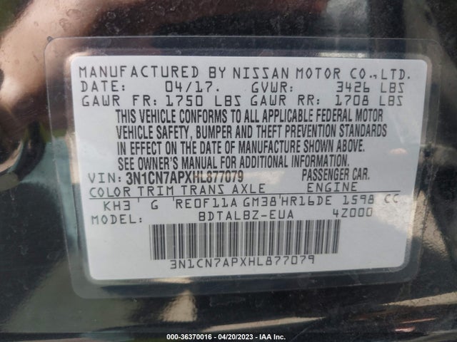 Nissan Versa Sedan Sv 2017 3N1CN7APXHL877079 Image 9