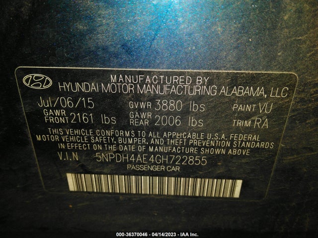 Hyundai ELANTRA SE 2016 5NPDH4AE4GH722855 Image 9