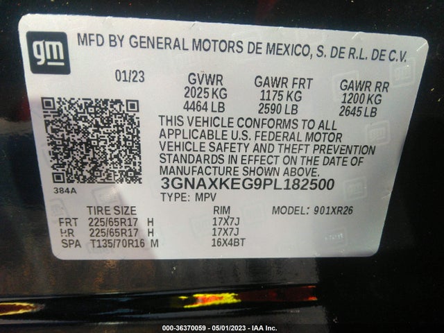 Chevrolet EQUINOX LT 2023 3GNAXKEG9PL182500 Image 9