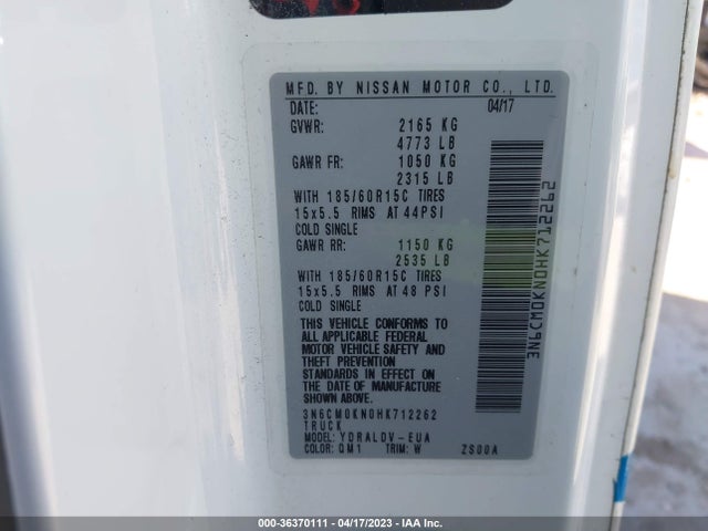 Nissan Nv200 Compact Cargo S 2017 3N6CM0KN0HK712262 Image 11