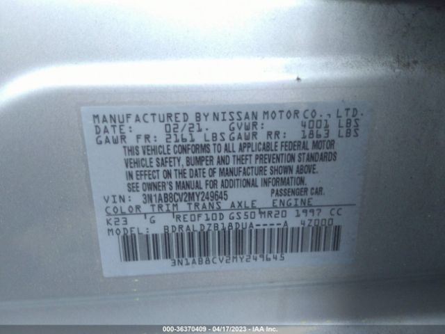 3N1AB8CV2MY249645 Nissan SENTRA SV