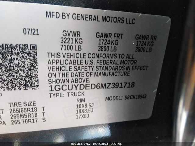 Chevrolet Silverado 1500 Lt 2021 1GCUYDED6MZ391718 Image 9