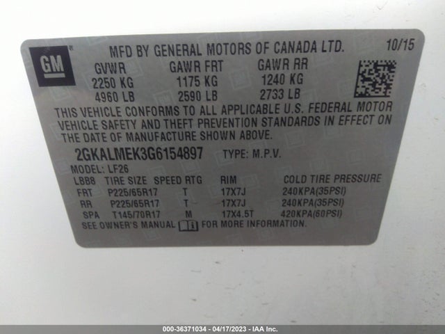 GMC Terrain Sle 2016 2GKALMEK3G6154897 Image 9